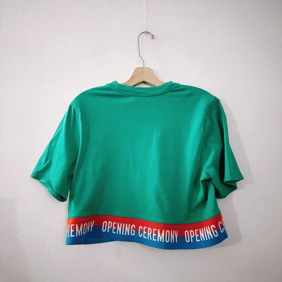 Opening Ceremony Cropped Banded Tshirt Top Kelly Green - Picture 7 of 8